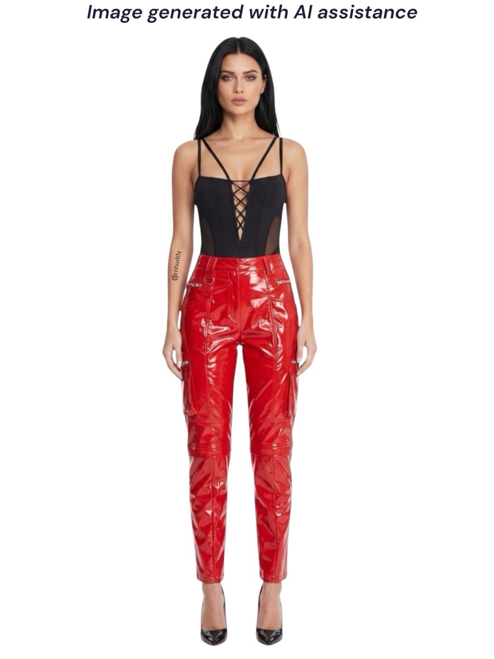 I.AM.GIA XS red faux leather zipper ursa pants